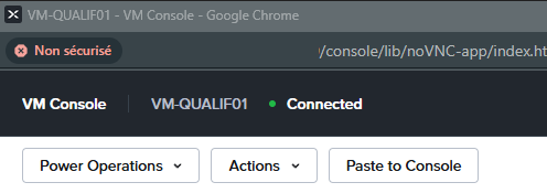 The "Paste to Console" button in the console of an AHV 11.2 VM
